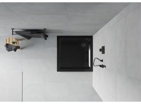 Mexen SLIM - Štvorcová sprchová vanička 90x90x5cm + čierny sifón, čierna, 40709090B