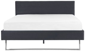 Zamatová posteľ 160 x 200 cm sivá BELLOU Beliani