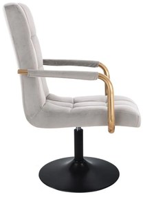 LuxuryForm DESIGN Stolička VERONA GOLD VELUR na čiernom tanieri - svetlo šedá