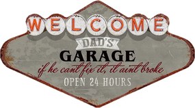 Kovová nástenná ceduľa Welcome Daďs Garage - 49*1*27 cm