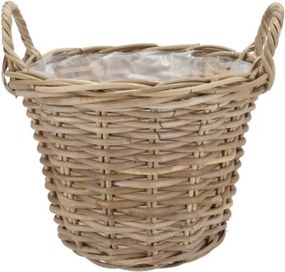 Ratanový kvetináč /kôš s ušami Kuboo grey L - Ø 30*24/29 cm