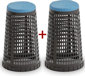 Plastový odpadkový kôš na 120 l vrecia 1+1 ZADARMO čierny, modré veko