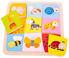 Bigjigs Toys Drevené vkládacie puzzle 9 zvieratiek