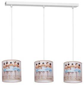 Detské závesné svietidlo Ballerina, 3x plastové tienidlo so vzorom, w