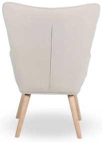 Kreslo ušiak LUGO — masív, látka, prírodná / krémová