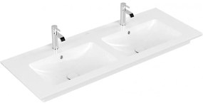 VILLEROY &amp; BOCH Venticello dvojumývadlo na skrinku s dvomi otvormi, dva prepady, 1300 x 500 mm, biela alpská, 4111DL01