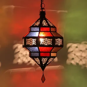 Orientálna závesná lampa Maha farebná