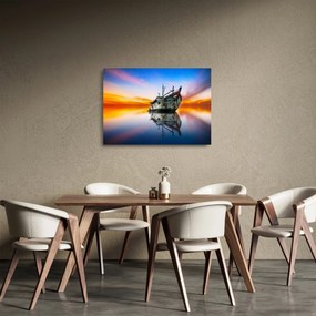 Sklenený obraz - Svitanie nad vrakom lode (70x50 cm)