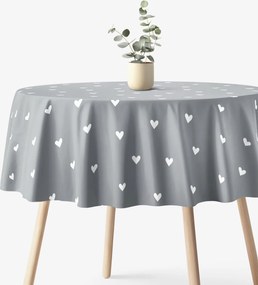 Goldea okrúhly obrus 100% bavlnené plátno - srdiečka na sivom Ø 100 cm