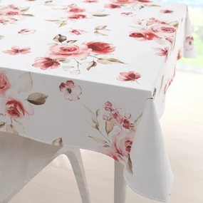 Biante Teflónový štvorcový obrus TF-023 Červené ruže na bielom 130x130 cm