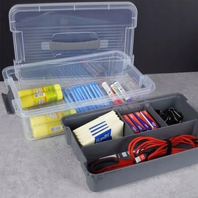 Organizér, úložný box 2v1, multifunkčný, sivý STORMAX - 6l, 35 x 23 x 11 cm