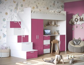 Detská posteľ Ruby IV S (Biela + Ružová) (s roštami). Akcia -20%. Vlastná spoľahlivá doprava až k Vám domov. 611107