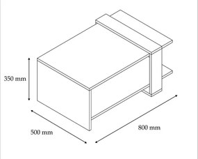 Konferenčný stolík GAYE 35x80 cm hnedá/biela