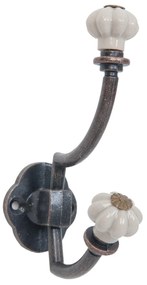 Hnedý kovový háčik s keramickou knopka - 4 * 8 * 12 cm