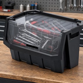 Prosperplast Dielenský úložný box HEAVY DUTY, S VEKOM, čierny 58x38x35 cm, XL