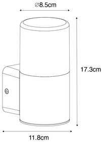 Moderné vonkajšie nástenné svietidlo čierne s dymovým tienidlom IP44 - Odense