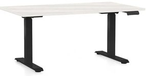 Výškovo nastaviteľný stôl OfficeTech C, 120 x 80 cm, čierna podnož, biely jaseň