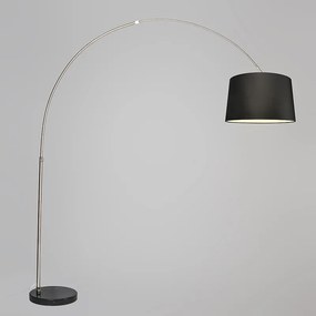 Oceľová oblúková lampa s látkovým tienidlom čierna 45 cm - XXL