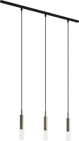 Moderný koľajnicový systém čierny s 3 závesnými svietidlami Gunmetal 1-fázový - Slimline Loyce