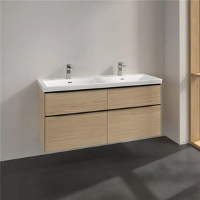 VILLEROY &amp; BOCH Subway 3.0 závesná skrinka pod dvojumývadlo, 4 zásuvky, 1272 x 478 x 429 mm, Nordic Oak, C56801VJ