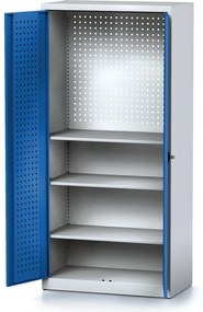 Policová dielenská skriňa 2-dverová MECHANIC, 3 police, 920 x 500 x 1950 mm, modré dvere