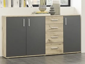Komoda so 4 zásuvkami Bacalar, dub viking/šedá