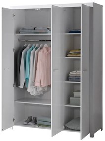 Biela šatníková skriňa Erik, 205 × 57 × 144 cm