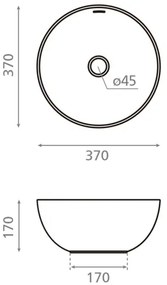 Bathco 4131 - Umývadlo na dosku BARI Ø 37 cm, porcelán/biela