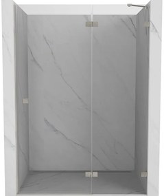 Mexen, Mexen Lunar pravé otočné sprchové dvere 130 cm, transparentné, brúsený nikel - 834-130-000-97-00-P