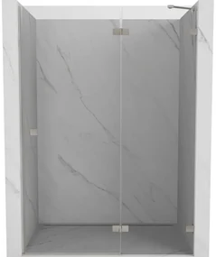 Mexen, Mexen Lunar pravé otočné sprchové dvere 130 cm, transparentné, brúsený nikel - 834-130-000-97-00-P