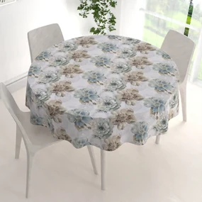 Biante Dekoračný okrúhly obrus PML-052 Tyrkysové kvety s orientálnymi kruhmi Ø 110 cm