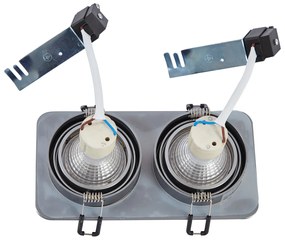 Sada 6 zaoblených zapustených bodových svetiel Gunmetal GU10 50 mm nastaviteľné IP44 2-svetlá - Alberto