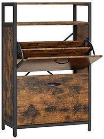 Vyklopný botník, 2 zásuvky, čierna, tmavo-hnedá farba, 95x60x30cm