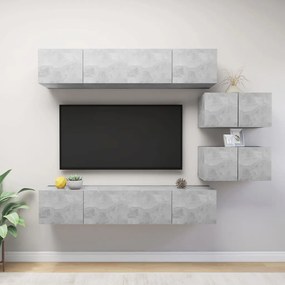 6-dielna súprava TV skriniek betónovo-sivá drevotrieska