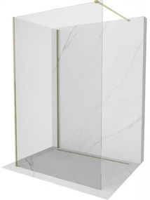 Mexen Kioto, 2-stenová sprchová zástena Walk-In 130 x 95 cm, 8mm číre sklo, zlatý lesklý profil,800-130-212-50-00-095