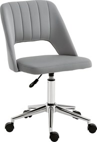 Vinsetto Ergonomická a otočná kancelárska stolička, čalúnená stolička s nastaviteľnou výškou, sivá 49x60x79-91cm | Aosom