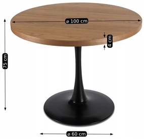 Okrúhly stôl LINO priemer 100 cm - rôzne farebné prevedenia orech - čierna