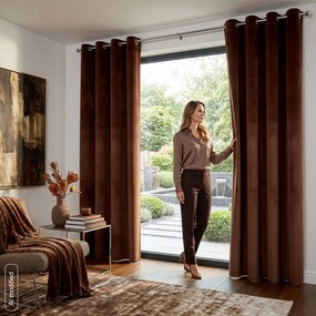 ZATEMŇOVACÍ ZÁVES NA KRÚŽKOCH MELANIE 140X250 CM SVETLOHNEDÁ