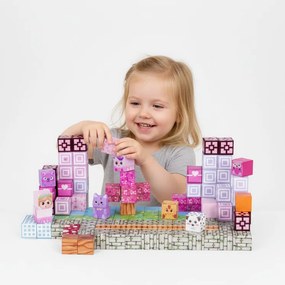 MULTISTORE Magnetické kocky – stavebnica 140 dielov pre deti 3+ (farebné, ružové)