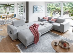Svetlosivá rozkladacia/s úložným priestorom rohová pohovka (pravý roh/do tvaru "U") Classy Sophie – Miuform