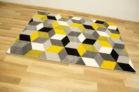 Koberec Sumatra E219 Romby Cubes žltý / sivý / krémový