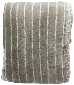 HOME ELEMENTS Flanelová deka s baránkom 150 x 200 cm, svetlo šedá s prúžkom