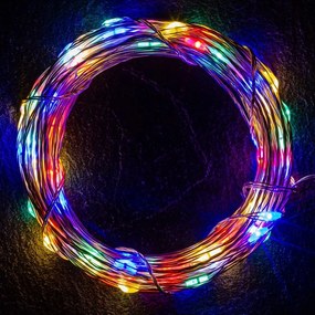 VOLTRONIC Svetelné drôty 100 LED, farebná, na batérie