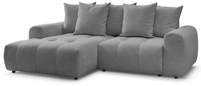 Sivá ženilková rozkladacia/s úložným priestorom rohová pohovka (ľavý roh/s leňoškou) Roxelane – Bobochic Paris