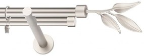 Dekorstudio Chrómová matná dvojradová garniža LIST 19mm Dĺžka: 160cm, Typ uchytenia: Držiak dvojitý modern, Typ príslušenstva: Krúžky tiché so štipcami