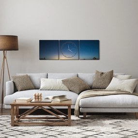 Obraz - Nočné nebo nad cestou (s hodinami) (90x30 cm)