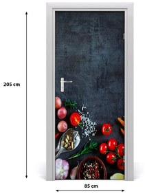 Fototapeta dvere samolepiace zelenina a korenie 85x205 cm