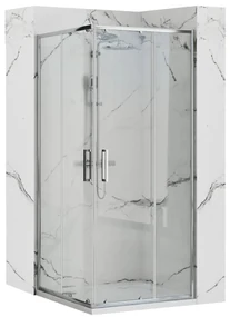 Rea Punto, sprchovací kút 80x80x190 cm, 5mm číre sklo, chrómový profil + čierna sprchová vanička Savoy, KPL-K1863