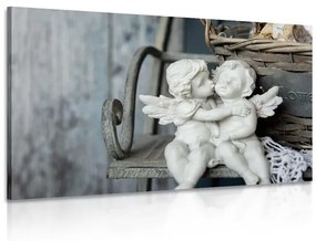 Obraz sošky anjelikov na lavičke - 90x60
