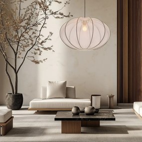 Biele závesné svietidlo s textilným tienidlom ø 60 cm Mellow – Candellux Lighting